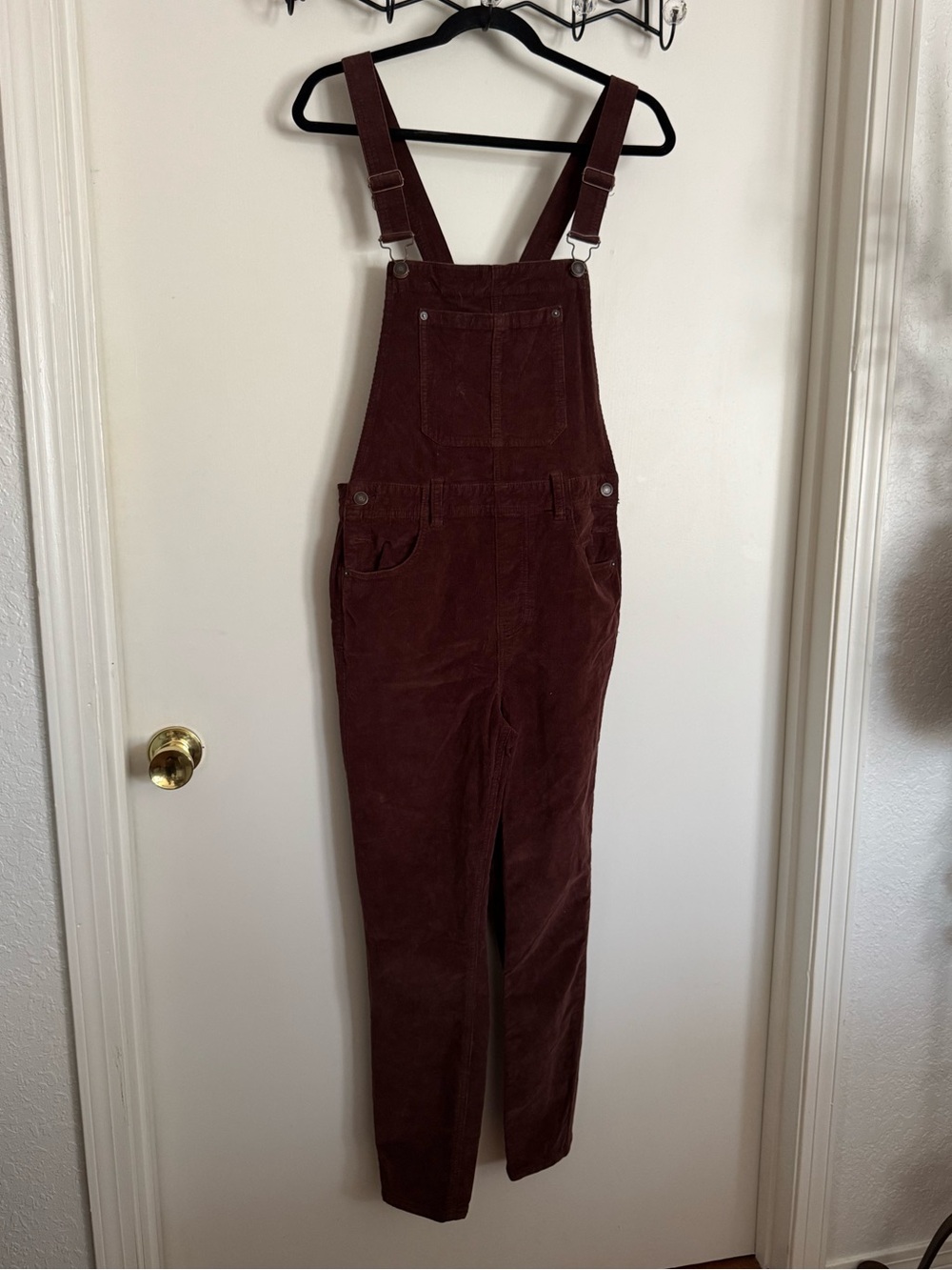 Free People Burgundy Corduroy Overalls